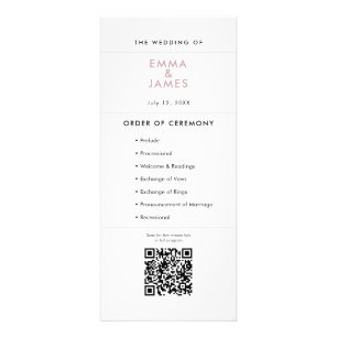 Mauve Ampersand Wedding Program QR Code Rack Card