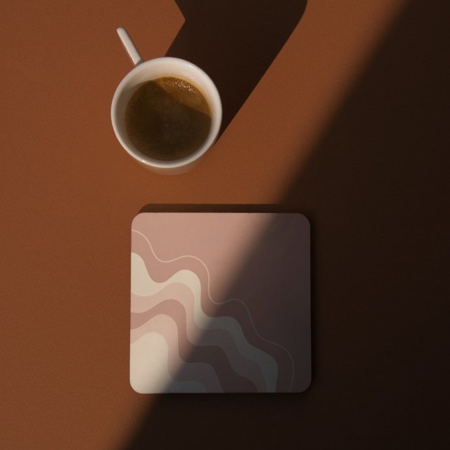 Mauve and Beige Liquid Abstract  Square Paper Coaster (Creator Uploaded)