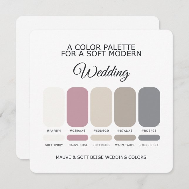 Mauve and Beige Wedding Color Palette Card (Front/Back)