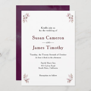 Mauve and Blush Pink floral Wedding Invitation