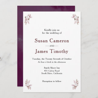 Mauve and Blush Pink floral Wedding Invitation