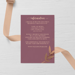 Mauve and Bronze Fall Leaf Wedding Enclosure Card