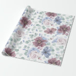 Mauve and Dusty Blue Botanical Floral Elegant Wrapping Paper<br><div class="desc">Fabulous greenery branches and mauve dusty blue flowers wrapping paper</div>