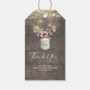 Mauve and Gold Floral Mason Jar Rustic Wedding Gift Tags