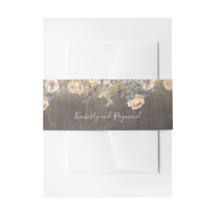 Mauve and Gold Floral Rustic Wedding Invitation Belly Band