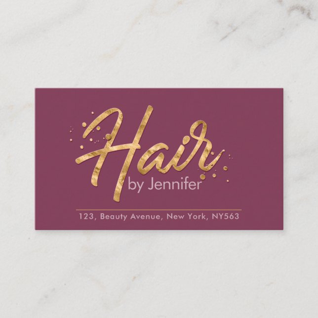 Mauve and Gold Glitter Appointment Business Card (Front)