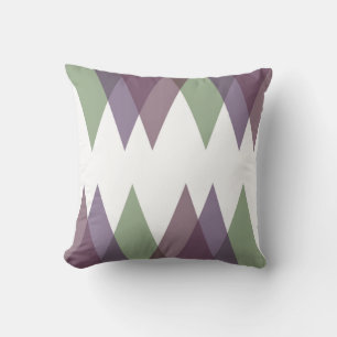 Mauve and green triangles cushion