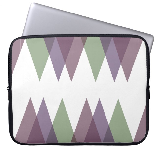 Mauve and green triangles laptop sleeve (Front)