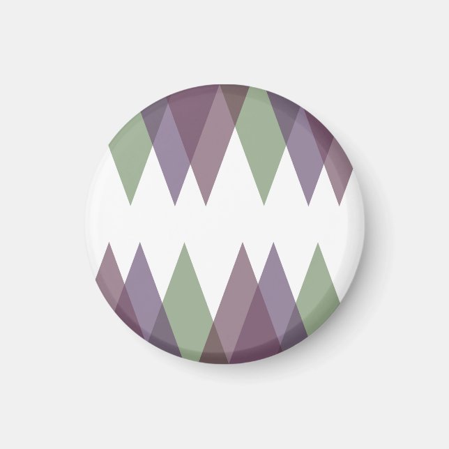 Mauve and green triangles magnet (Front)