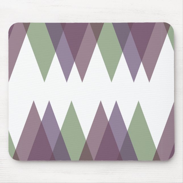 Mauve and green triangles mouse mat (Front)