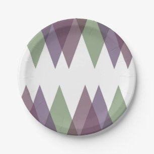 Mauve and green triangles paper plate