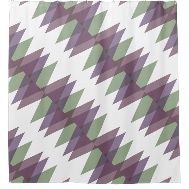 Mauve and green triangles shower curtain (Front)