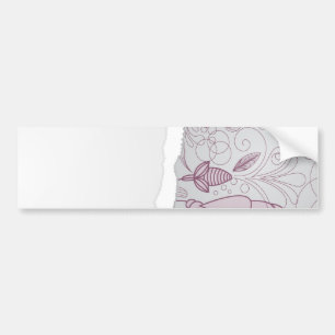 mauve and grey flower line art design bumper sticker