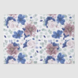 Mauve and Navy Blue Flowers Botanical Elegant Tissue Paper<br><div class="desc">Greenery and mauve navy blue florals tissue paper</div>