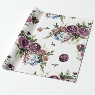 Mauve and Olive Vintage Floral Wrapping Paper