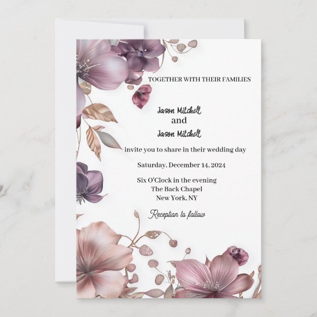 Mauve and Pony Wedding Invitation (Front)