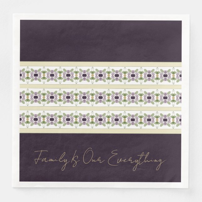 Mauve and Purple Floral Napkin (Front)