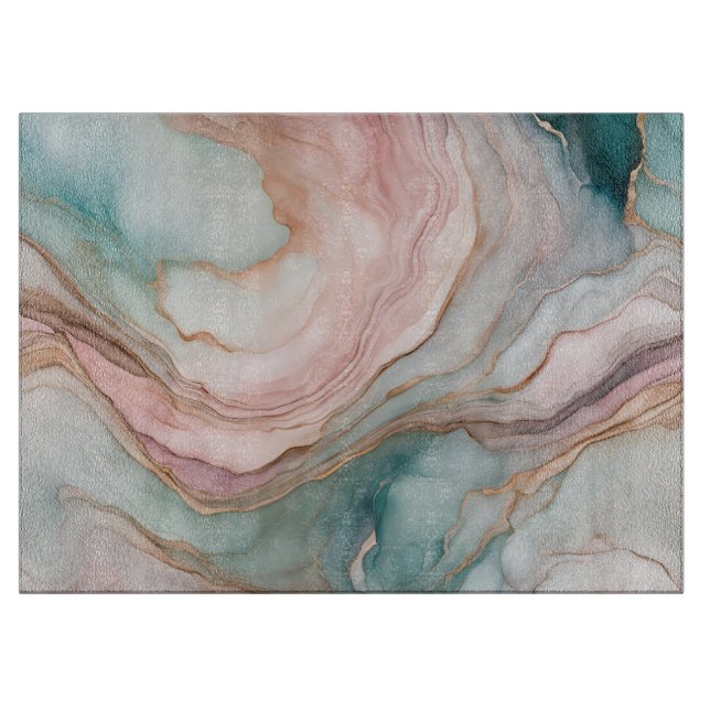 Mauve and Teal Agate Layers Cutting Board (Front)