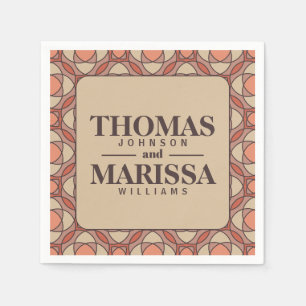 Mauve and Terracotta Art Deco Wedding Paper Napkin