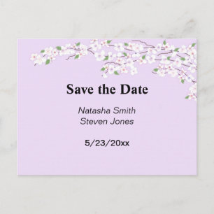 Mauve and White Blossoms Save the Date Announcement Postcard