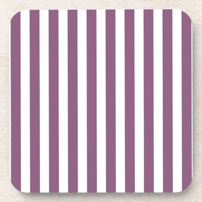Mauve and white candy stripes coaster (Front)