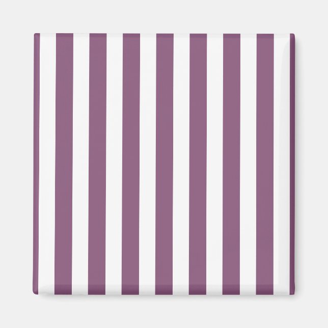 Mauve and white candy stripes magnet (Front)