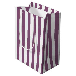 Mauve and white candy stripes medium gift bag