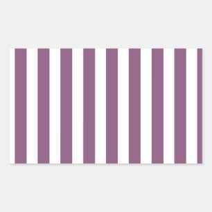 Mauve and white candy stripes rectangular sticker