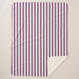 Mauve and white candy stripes sherpa blanket
