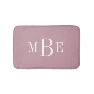 Mauve and White Classic 3 Letter Monogram Bath Mat