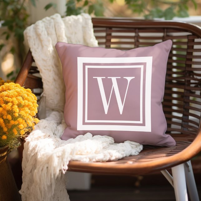 Mauve and White Classic Square Monogram Cushion (Creator Uploaded)