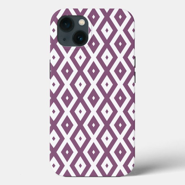 Mauve and white diamond pattern Case-Mate iPhone c Case (Back)