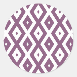 Mauve and white diamond pattern classic round sticker