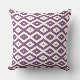 Mauve and white diamond pattern cushion