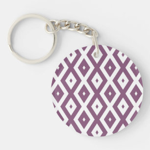 Mauve and white diamond pattern key ring