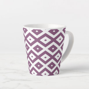 Mauve and white diamond pattern latte mug