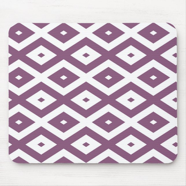 Mauve and white diamond pattern mouse mat (Front)