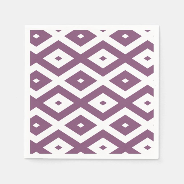 Mauve and white diamond pattern napkin (Front)