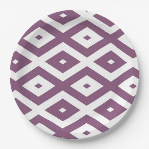 Mauve and white diamond pattern paper plate