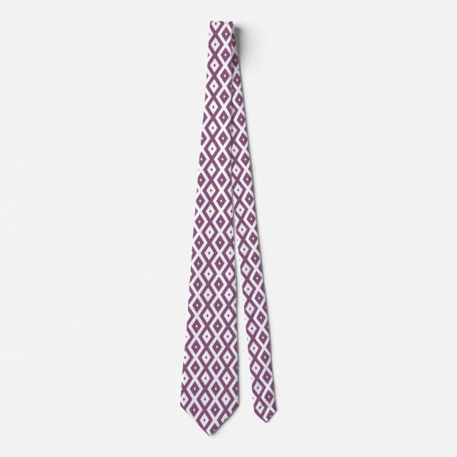 Mauve and white diamond pattern tie (Front)