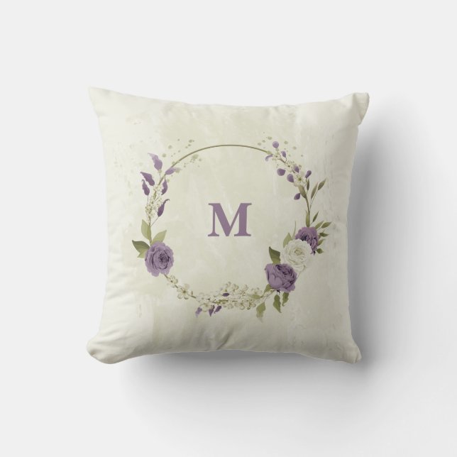 mauve and white flowers cushion (Front)