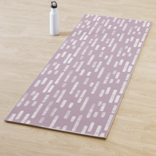 Mauve and White Inky Rounded Lines Pattern Yoga Mat