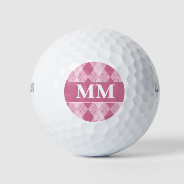 Mauve and White Monogram Initial  Golf Balls (Front)