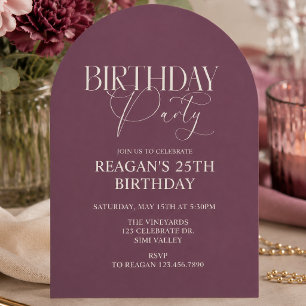 Mauve Arch Birthday Invitation Elegant