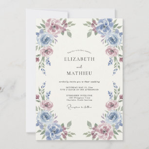 Mauve Artistic Botanical Wedding Invitation