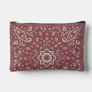 Mauve Bandanna Paisley Small Zipper Pouch
