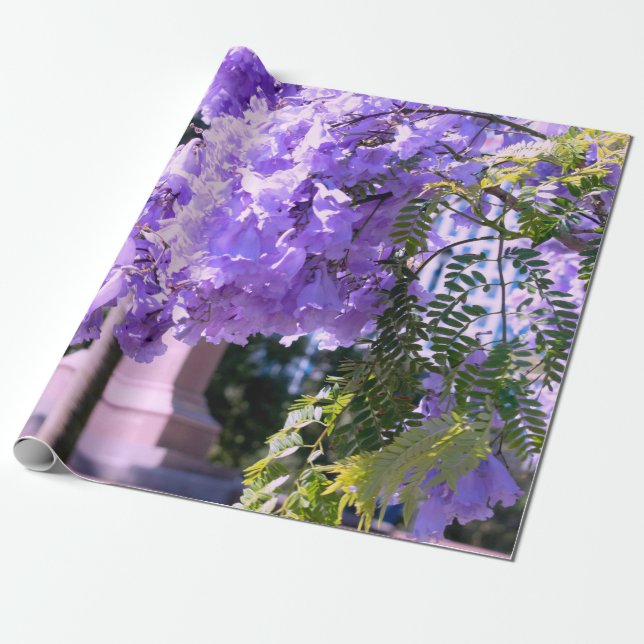 Mauve Bell Tree Wrapping Paper (Unrolled)