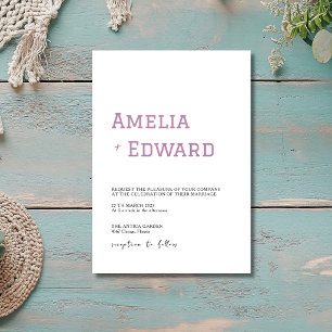 Mauve & Black Minimalist Clean Modern Wedding Invitation