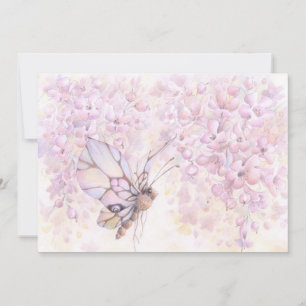 Mauve Blossom & Butterfly Invitation