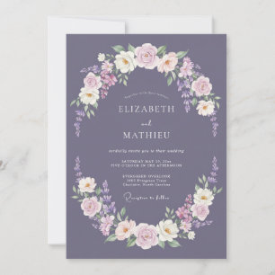 Mauve Blossom Garland Wedding Invitation